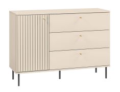 Commode Petkula 05 avec 3 tiroirs et 1 porte | Beige clair | 85 x 120 x 40 cm | Design moderne