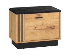Banc avec espace de rangement / Armoire à chaussures Lautela 02, Couleur : Chêne / Noir - Dimensions : 49 x 60 x 34 cm (h x l x p), avec 1 porte et 2 compartiments