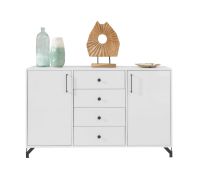 Commode Tellin 06 blanc et blanc brillant | 85 x 140 x 40 cm | Design moderne et pratique