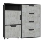 Commode chambre ado Sprimont 08 | 85 x 90 x 40 cm | Finition gris foncé/gris | Design moderne