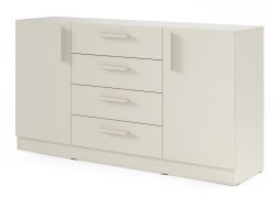 Commode / Couleur : Cachemire / 156 x 40 x 85 cm / 2 portes / 4 tiroirs / Bords ABS / 4 compartiments / 2 étagères / Edegem 07