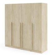 Penderie / Armoire à portes battantes / 4 portes / 200 x 61 x 210 cm / Couleur : Chêne Cremona / 3 tringles à vêtements / 7 compartiments / Chants ABS / Edegem 01