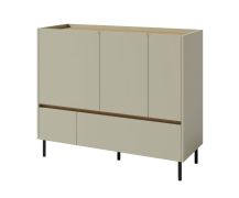 Commode moderne Fricourt 08, vert menthe / chêne foncé, 105 x 120 x 40 cm, avec 6 compartiments et 2 tiroirs, chants ABS, montage simple et rapide