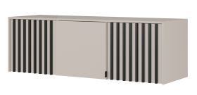Rehausse pour armoire Leeds 31 & 32, en cachemire avec lamelles noires, 50 x 155 x 51 cm, avec 3 portes et 3 compartiments, chants ABS
