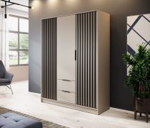 Armoire Leeds 31 cachemire | 200 x 155 x 51 cm | 3 portes, 2 tiroirs, 10 compartiments, tringle à vêtements