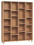 Bibliothèque design chêne clair | 20 compartiments | 195 x 149 x 38 cm | Grande capacité | Structure robuste