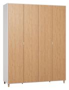 Armoire penderie Arbolita 41 | Portes battantes | Blanc / Chêne | 239 x 185 x 57 cm | Rangement optimisé