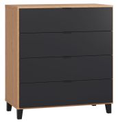 Commode Leoncho 07 | Finition chêne et noir | 100 x 90 x 47 cm | LED intégrée