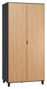 Armoire penderie Leoncho 39 | Noir & Chêne | 195 x 93 x 57 cm | Soft Touch & LED
