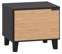 Table de chevet Leoncho 43 | Noir & Chêne | 40 x 45 x 40 cm | Soft Touch & Soft Close