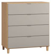 Commode Nanez 07 | Chêne / Gris | 100 x 90 x 47 cm | 4 tiroirs | Éclairage LED intégré