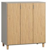Commode Nanez 28 | Gris & Chêne | 100 x 90 x 47 cm | Design Scandinave et Fonctionnel