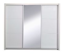 Armoire portes coulissantes "Zagori" | 213 x 258 x 67 cm | Blanc brillant | Rangement spacieux