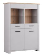 Vitrine Torrelavega 03 | Chêne artisan & gris clair | 150 x 109 x 42 cm | 8 compartiments