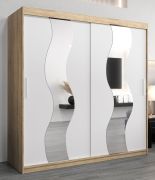 Armoire à portes coulissantes avec miroir Hacho 05 | chêne Sonoma & blanc mat | 200 x 200 x 62 cm