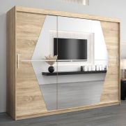 Armoire à portes coulissantes / Penderie Alphubel 06 avec miroir, Couleur : Chêne de Sonoma - Dimensions : 200 x 250 x 62 cm ( H x L x P)