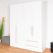 Armoire penderie Siumu 28 | Blanc & Blanc brillant | 224 x 182 x 56 cm | Design moderne