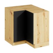 Armoire d'angle de cuisine / Ouverture par pression / 2 portes / 79,3 x 79,3 x 82 cm / Face sans poignée / Matterhorn 15 / Chêne Artisan / Gris / 2 compartiments