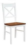 Chaise Gyronde 22 | Hêtre massif | Finition blanc/noyer | 94 x 43 x 44 cm