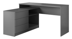 Bureau Kebili 01, Couleur : Gris - 76 x 138 x 50 cm (H x L x P)