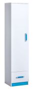 Chambre d'enfant - armoire Frank 05, couleur : blanc / bleu - 189 x 45 x 40 cm (H x L x P)
