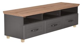 Meuble TV bas Cuenca 05 | Chêne & Gris élégant | 170 cm de large | Design moderne