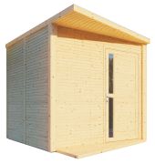 Abri de jardin Ulm 01 avec plancher et carton bitumé, naturel - en éléments de 19 mm, surface au sol : 6,94 m².