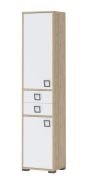 Armoire 25, couleur : hêtre / blanc - 198 x 44 x 37 cm (H x L x P)