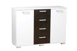 Commode Tandil 21 | Blanc / Wengé | 87 x 120 x 41 cm | Design moderne et lignes épurées