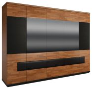 Armoire penderie "Postira" 39 | 210 x 285 x 62 cm | Noyer/Noir | Espace optimisé, design moderne