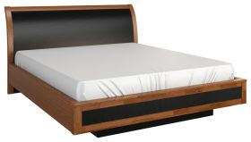Lit double 180x200 cm | Style moderne noyer/noir | Partiellement massif | Postira 48