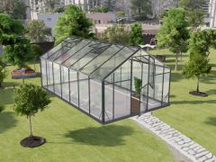 Serre - Serre Rucola XL15, parois : verre trempé 4 mm, toit : 6 mm HKP multiparois, surface au sol : 14,5 m² - Dimensions : 500 x 290 cm (lo x la)