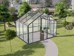 Serre - Serre Radicchio XL7, parois : verre trempé 4 mm, toit : 6 mm HKP multiparois, surface au sol : 6,40 m² - Dimensions : 220 x 290 cm (lo x la)