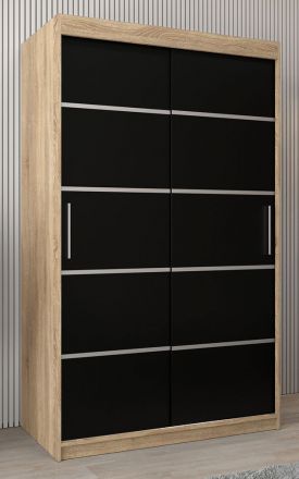 Armoire à portes coulissantes / Penderie Jan 02A, Couleur : Chêne de Sonoma / Wengé - Dimensions : 200 x 120 x 62 cm ( H x L x P)