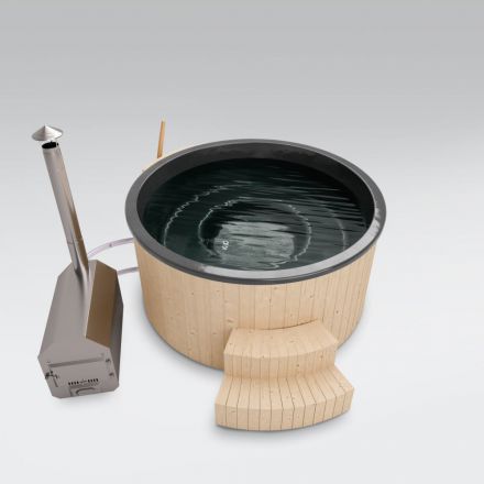 Hot Tub Gleinker en bois de sapin, cuve : anthracite, diamètre intérieur : 200 cm