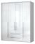 Armoire à portes battantes / armoire avec cadre Siumu 29, Couleur : Blanc / Blanc brillant - 226 x 187 x 60 cm (H x L x P)