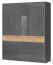 Armoire à portes coulissantes / armoire Vaitele 06, couleur : anthracite brillant / noyer - 224 x 182 x 61 cm (h x l x p)