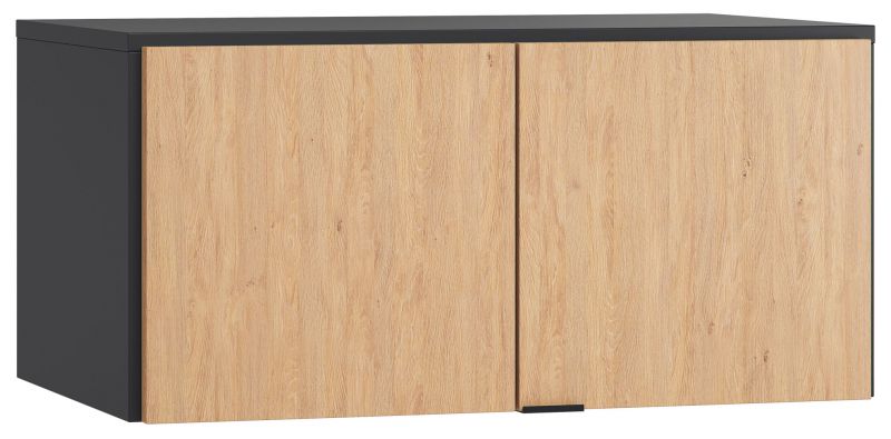 Élément pour armoire à deux portes Leoncho 39, couleur : noir / chêne - Dimensions : 45 x 93 x 57 cm (H x L x P)