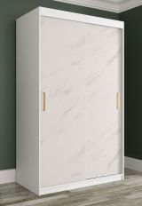 Armoire exceptionnelle avec aspect marbre Ätna 32, Couleur : Blanc mat / Marbre blanc - Dimensions : 200 x 120 x 62 cm (h x l x p), avec cinq casiers et deux tringles à vêtements