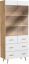 Vitrine Hohgant 11, Couleur : Chêne / Blanc - 209 x 90 x 42 cm (H x L x P)