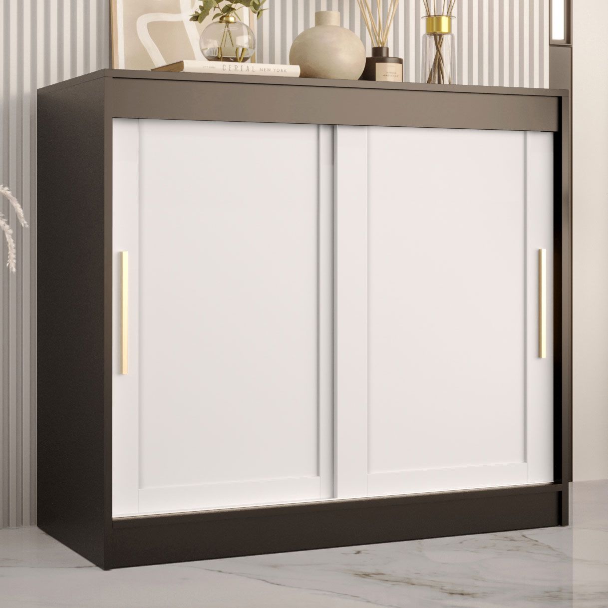 Commode Liskamm 51 | Noir mat / Blanc mat | 100 x 100 x 45 cm | 4 ...