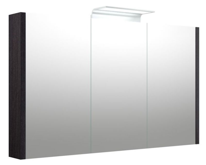 Salle de bain - Armoire de toilette Bidar 35, couleur : chêne noir - 65 x 110 x 12 cm (H x L x P)