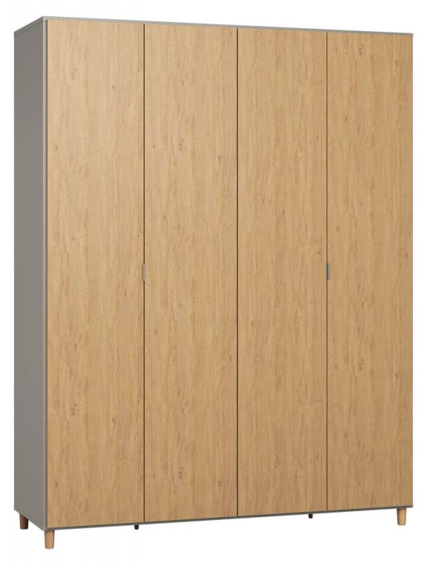 Armoire à portes battantes / armoire Nanez 37, couleur : gris / chêne - Dimensions : 239 x 185 x 57 cm (H x L x P)
