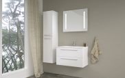 Meuble de salle de bains - Set AS Rajkot, 3 pièces y compris lavabo / vasque, couleur : blanc brillant