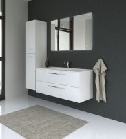 Mobilier de salle de bains - Set CM Rajkot, 3 pièces y compris lavabo / vasque, couleur : blanc brillant