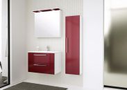 Meubles de salle de bains - Set A Bijapur, 3 pièces avec lavabo / vasque, couleur : rouge brillant