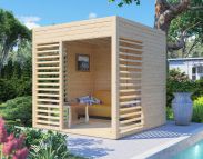 Abri de jardin / Pavillon de piscine 01 avec plancher et carton bitumé, naturel - en éléments de 19 mm, surface au sol : 5,2 m².