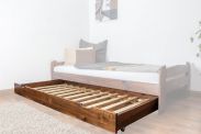 Lit à roulettes / deuxième couchette pour lit - bois de pin massif, couleur noisette 003- Dimensions 18,50 x 198 x 95 cm (H x L x P)