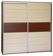 Penderie à portes coulissantes / armoire Cikupa 52, couleur : noyer / orme - Dimensions : 210 x 150 x 60 cm (H x L x P)