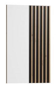 Miroir Cikarang 04, Couleur : Noir / Chêne - Dimensions : 110 x 67 x 4 cm (H x L x P)